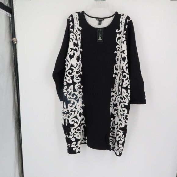 INC International Concepts Black White Long Sleeve Sweater Style Tunic 3XL NWT - Picture 9 of 11